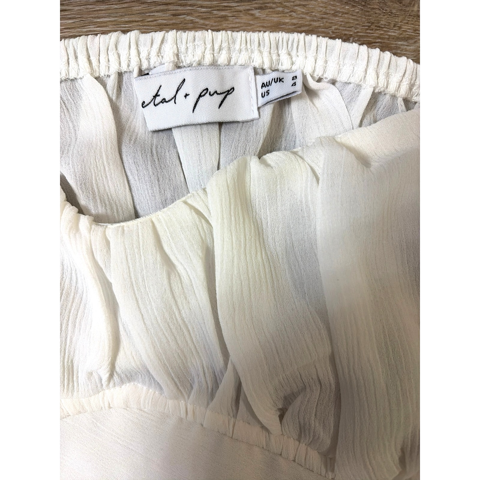 Petal & Pup Dimitri White Off Shoulder Crop Top Size 8 Puff Sleeve — image 3 of 6